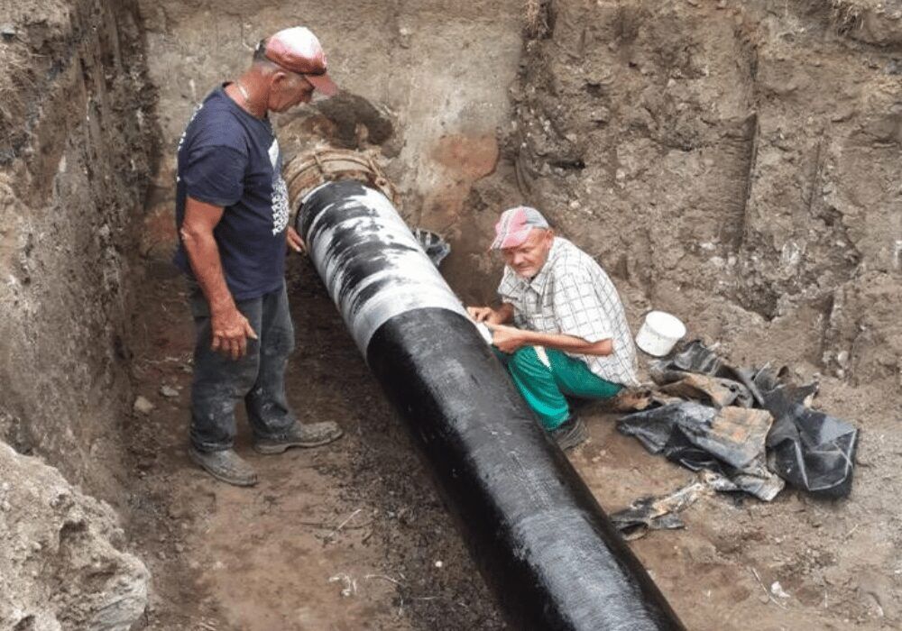 Carbon fibre wrapping to pipe external