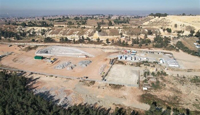 Aerial overview of the Qala Shallows Mine site within the historic Durban Deep area. The layout illustrates key surface infrastructure, operational facilities and the footprint of the project. Image supplied by West Wits Mining.